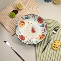 BLOWFISHFUGU 1P/5P 북유럽 도자기 접시 세트 캐릭터 홈 식기입니다, 알파카, 20CM, 1세트
