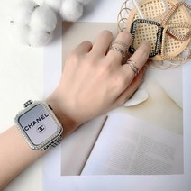 애플워치 큐빅 케이스 6 5 3 se 메탈 실버 베젤링 강화유리 보호 범퍼 풀커버 케이스, 투명, 40mm