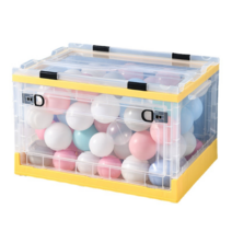 LHR 접이식 수납장 대형 휠 휴대용 수납함 거실 잡화 장난감 대용량 가정용 수납장, 투명 블랙 블루, 큰 42*29.5*27cm