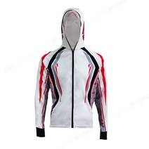 Menky 봄가을 낚시복 후드직업 아이스 통기 UV 자외선차단 낚시상의 MK-08, 레드