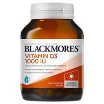 뉴질랜드직구 Blackmores 비타민 디3 1000아이유 최상급 제품 삼키기 쉬운 200cap 1팩, 수량, 상세참조