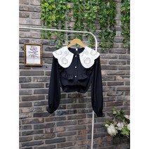 (무료배송)하트 꽃자수 물결 빅카라 블라우스