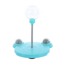MOOIFFY Durable Dog Cat Leaking Food Balls Funny Swing Slow Feeder Toy Bite Resistant Treat Dispens, 04 Blue and Catnip Ball