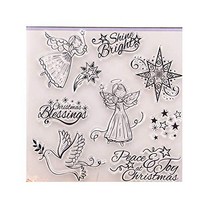 5.7 by 5.7 Inches Angel Star Birds Clear Rubber Stamps for Scrapbooking Card Making Christmas Easter, 1