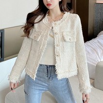 데이프릴 여성용 쥬디 트위드 하객룩 자켓