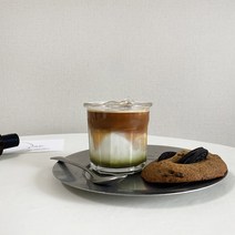 크림브륄레 플랫화이트잔 온더락 아인슈페너 아이스커피 잔 푸딩컵 강화유리컵 2size, 브륄 310ml, 1개