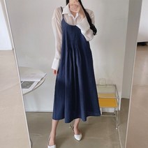 퍼니걸스 5124 무지 핀탁 뷔스티에 롱 원피스 여성의류