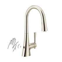 Moen 9126EWNL Kurv Collection Motionsense 웨이브 센서 터치리스 원 핸들 하이 아크 풀다운 모던 주방 수도꼭지 파워 클린 광택 니켈 431552, Spot Resist Stainless_Smart Fa