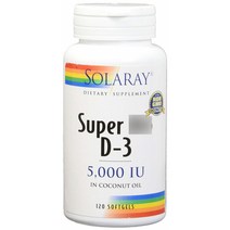 솔라레이 슈퍼 D-3 5000IU 인 코코넛 오일 소프트젤, 120개입, 1개