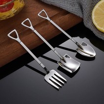 1+1 삽모양 티 스푼 아이스크림 디저트 스푼 요거트 스푼 케이크 수저, 02_삽모양 사각, 01_삽모양 삼각