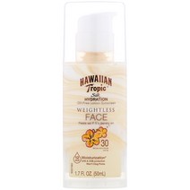 Hawaiian Tropic 실크 하이드레이션 웨이트리스 페이스 오일 프리 선스크린 로션 SPF 30 1.7oz(50ml) 2팩