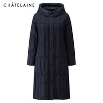 [샤트렌] 세로 지그재그 패치 롱 패딩