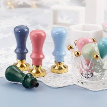실링 왁스 파스텔톤 스탬프 손잡이 미니 도장 인주 스탬프 청첩장 편지 꾸미기, 파스텔톤_민트