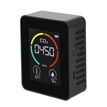 미세먼지측정기 공기질 이산화탄소 경보기 실내공기 CO2 감지기 다기능 온도 습도계 공기 품질 모니터 센, 02 Black