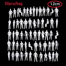 미앤하우스 미니어처 화이트 피규어 건축 모델 휴먼 스케일 모델 ABS 사람들 인형 집 장식 10/50 개 1:100/, 04 50pcs 1.2cm