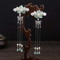 선녀 플라워 집게 피로연 궁중 한복 헤어 코사지 레트로 여신 뽀글이 액세서리 포인트