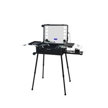 미용 메이크업 상자 캐리어 트롤리 수납 도구 박스, 상세 페이지 참고, 22인치 블랙 알루미늄 마그네슘+조명 8개