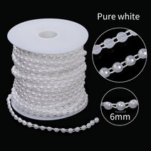 웨딩카 꾸미기 리본 프로포즈 자동차 장식 용품 15m 웨딩 드레스 끈 diy 보석 액세서리 abs 진주 체인 바느질 공예 1cm 너비, 흰색 6mm, 5m