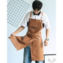 앞치마 헤어 네일 커스텀 로고 카페 작업복 그림 공방 목공, 황토 PU 방수 소재