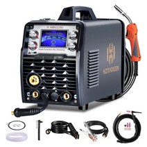 미그용접기 CO2용접기 HZXVOGEN 알루미늄 시너지 반자동 도구 5 in 1 가스리스/가스 아크/MMA 티그 HBM2280, 2.With Tig Torch