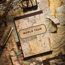 빈티지 레터링 악보 지도 배경지 다꾸 페이퍼북 20도안 60매, 5.세계지도 (ME-969)