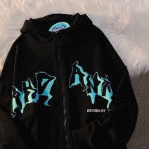후드집업 편지 인쇄 지퍼 업 후드 여성 남성 자켓 캐주얼 힙합 하라주쿠 streetwear y2k 의류 탑스 루스 그런지 후드 티셔츠