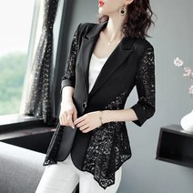 Momolatti 여성 슬림 여름 레이스 투각하다 마혼방 자켓