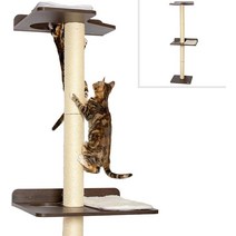 PetFusion 얼티메이트 캣 클라이밍 타워 & 액티비티 트리 (길이60.9 x 너비52.8 높이195.1 cm (24 20.8 76.8 inches) 톨 사이잘 스크래칭 포스트, Cat Climber_Espresso