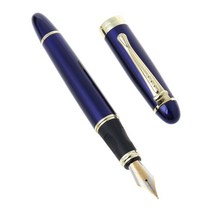 Jinhao x450 럭셔리 남성 만년필 비즈니스 학생 0.5mm 추가 미세한 펜촉 투명 서예 사무용 공급 도구, 맑은 파란색