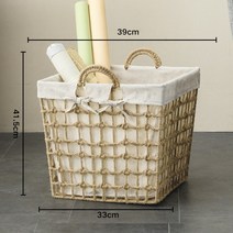대형 라탄 짜임 빨래 바구니 튼튼한 바스켓 사각 원형, 1개, A-스퀘어 L