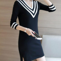 엘레스 여성스웨터 여성원피스 여성니트 스웨터 기본핏 니트 긴팔 원피스 미디원피스