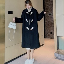 [디자이너 추천] QIANSU 가을 겨울 카키 중 롱 모노톤 패션 날씬해 보이는 트렌치코트