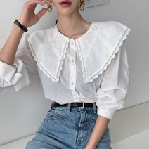 레이스 빅카라 커프스 블라우스
