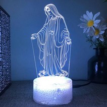예수 3d led 램프 침실 야간 조명 액션 기독교 그림 아바타 성경 축복 처녀 방 장식 선물 루스, 06+Crack base 7colours
