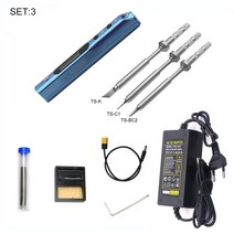 유연 은 납 3d 펜 인두기 디핑기 디솔더링 납땜기세트 흡입기 무선 인두기 미니 휴대용 스마트 전 인두, 파란색 손잡이, DC 전원에 대한 3가지 팁, 우리를