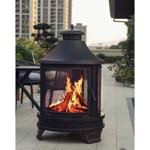 캠핑 화로대 장작 대형 화목난로 야외 불멍 캠프파이어, 프리미엄 스토브 + 레인커버