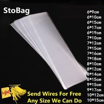 쿠키선물포장 stobag 200pcs small long clear plastic bag 플랫 오픈 탑 캔디 쿠키 가방 opp 식품 선물 포장 웨딩 파티 diy lollipop, 7x18cm-7 전선