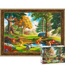 퍼즐피플 디즈니 킨케이드 명작 직소퍼즐 모음, 퍼즐유액 포함, 곰돌이푸 1000P 액자포함(엔틱골드), 1000p