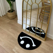 유얼즈 스마일 러그 발매트 반원 현관 입구 주방 화장실 미끄럼 방지, 블랙