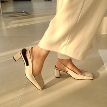 슈니슈 로틴 소가죽 스웨이드 통굽 슬링백힐 6cm 4colors