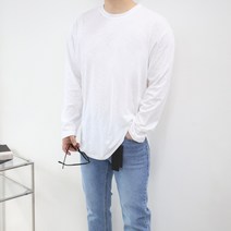 엠클로 남자 오버핏 여름 린넨 슬라브 긴팔 티셔츠