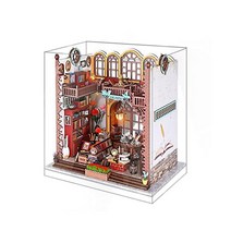 Fsolis 가구 DIY 인형의 집 미니어처 키트 먼지 커버와 음악 움직임 3D 나무 (P06), 브라운