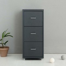 철제서랍장 서재가구 책상서랍 3단 수납, FIHA서랍A-화이트