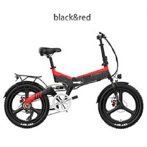 LANKELEISI G650 전기 자전거 접이식 팻바이크 MTB 전기 자전거, Black red, 14.5Ah Battery