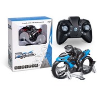 RC 모터사이클 2In 1 RC 스턴트 오토바이 키드 에어 랜드 2.4GHz 비행 오프로드 드론 360 회전 드리프트 헤, 02 파란