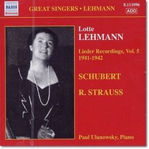 [CD] 로테 레만 - 가곡 레코딩 5집: 슈베르트와 R 슈트라우스의 가곡들 (Lotte Lehmann - Lieder Recordings Vol. 5 : ...