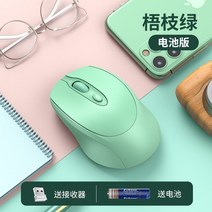에이블 무소음 저소음 유선 무선 게이밍 사무용 노트북 컴퓨터 다이소 오토 마우스, 공식 표준, 그린- 단일 모드 베터리 [무소음 + 무선]