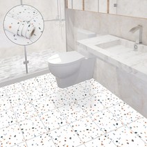 Jul.19 161번 화장실을 두껍게 하는 방수 오일 방지 주방 욕실 바닥 스티커 미끄럼 방지 화장실의 마모에 강한 타일 시트Z, 크다, 흰색 자갈 60 센티미터 너비*3m 길이[두께 증가]