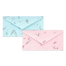 마음담아 고급 수제 꽃 무지 가로형 세로형 한지 봉투 돈봉투 용돈봉투 현금봉투 모음, 12. 수제한지B_분홍_파랑 14장묶음