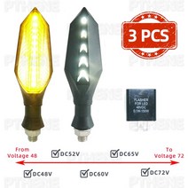 스쿠터 전동 Pthene-전기 자전거 48V 52V 60V 72V 전기 자전거 오토바이 스쿠터 LED 방향 지시등, 06 Yellow White 3pcs